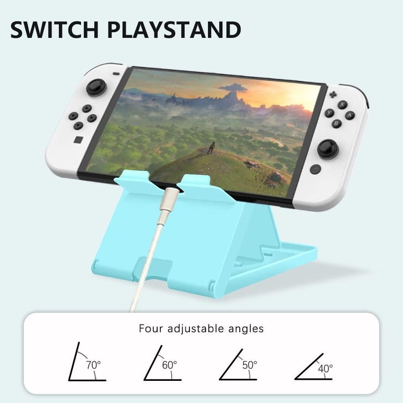 ELIATER Stand Compatible with Nintendo Switch, Adjustable Switch Playstand, Foldable Phone Stand for Desk, Compact & Portable Switch Holder Accessories (Blue) - Image 3